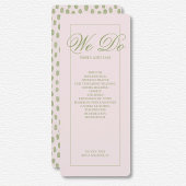 Programme de mariage élégant rose et vert à pois