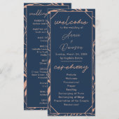 Programme de mariage élégant rose gold et marine (Devant / Derrière)