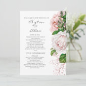 Programme de mariage élégant rose pâle floral blan (Debout devant)
