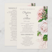 Programme de mariage élégant rose pâle floral crèm (Devant / Derrière)