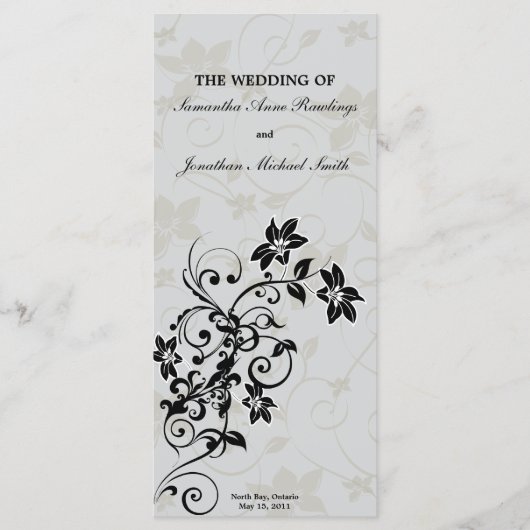 Programme de mariage - Élégant Silver Floral (Devant)