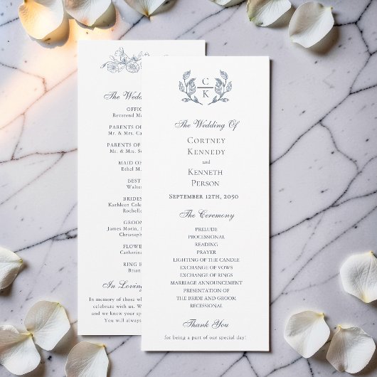 Programme de mariage élégant Toile Monogramme Crêt