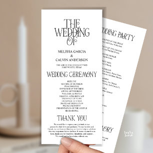 Programme de mariage élégant typographie noir et b