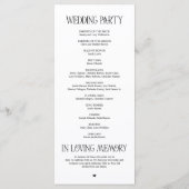 Programme de mariage élégant typographie noir et b (Dos)