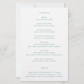 Programme de mariage élégant vert émeraude propre (Dos)