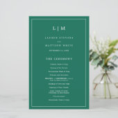 Programme de mariage élégant vert émeraude simple (Debout devant)