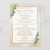 Programme de mariage élégant vert et or (Devant)