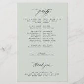 Programme de mariage élégant vert sauge budget (Dos)