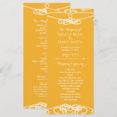 Programme de mariage élégant vintage jaune et blan (Devant / Derrière)