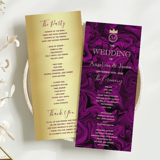 Programme de mariage élégant violet