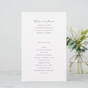 Programme de mariage élégant violet propre