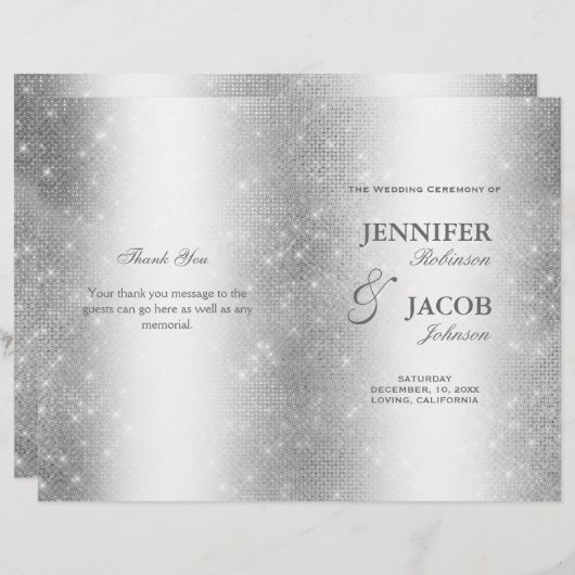 Programme de mariage Élégante étincelle d'argent (Devant / Derrière)