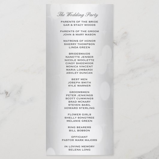 Programme de mariage Elégante Parties scintillant  (Dos)