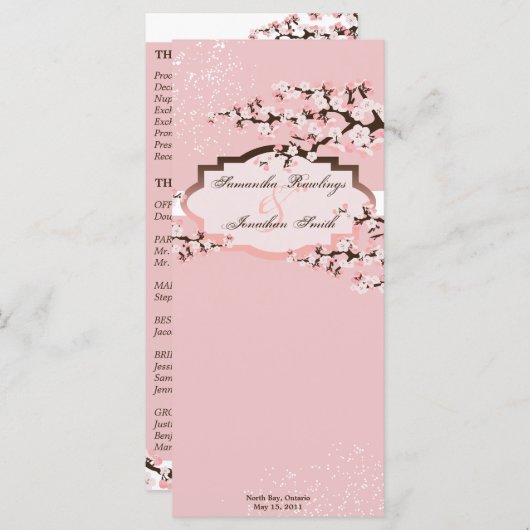 Programme de mariage - Élégantes fleurs de cerises (Devant / Derrière)