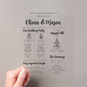 Programme de mariage en acrylique infographique él