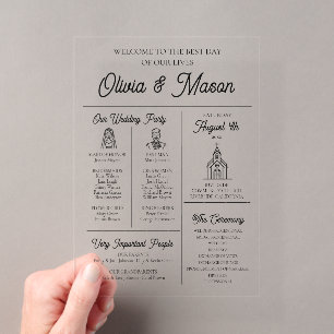 Programme de mariage en acrylique infographique mo
