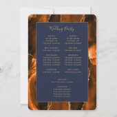 Programme de mariage en agate orange brûlé et bleu (Dos)