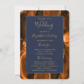 Programme de mariage en agate orange brûlé et bleu (Devant)