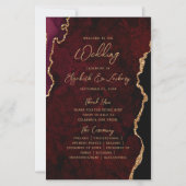 Programme de mariage en agate rouge Bourgogne doré (Devant)