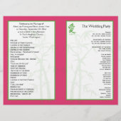 Programme de mariage en bambou rose, blanc et vert (Dos)