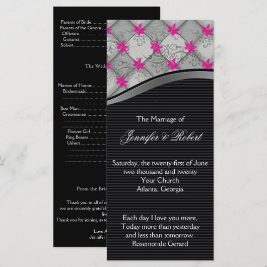 Programme de mariage en bande de diamant noir et a (Devant / Derrière)