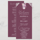 Programme de mariage en bocal mason Country Lace B (Devant / Derrière)