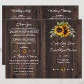 Programme de mariage en bois aquarelle rustique to (Devant / Derrière)