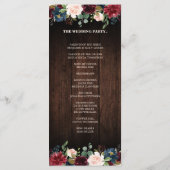 Programme de mariage en bois de la marine rouge de (Dos)