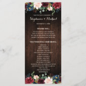 Programme de mariage en bois de la marine rouge de (Devant)