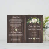 Programme de mariage en bois floral blanc aquarell (Debout devant)