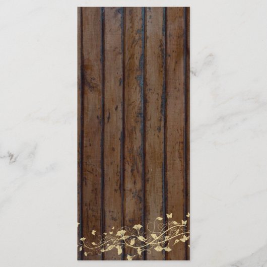 Programme de mariage en bois foncé Brown Menu (Devant)