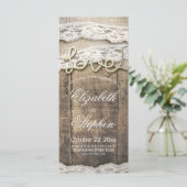 Programme de mariage en bois rustique corde d'amou (Debout devant)