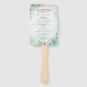Programme de mariage en bois rustique et éventail (Devant)