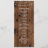 Programme de mariage en bois rustique et guirlande (Dos)