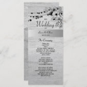 Programme de mariage en bois rustique noir et blan (Devant / Derrière)