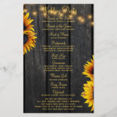 Programme de mariage en bois rustique tournesol or (Dos)
