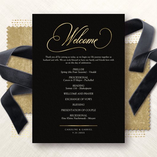 Programme de mariage en calligraphie de cérémonie 