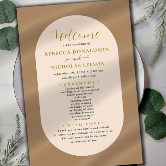 Programme de mariage en calligraphie script terreu