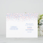 Programme de mariage en confettis rayés en bleu ro (Debout devant)