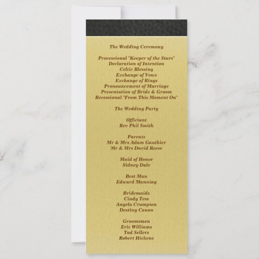 Programme de mariage en cuir noir Monogramme Invit (Dos)