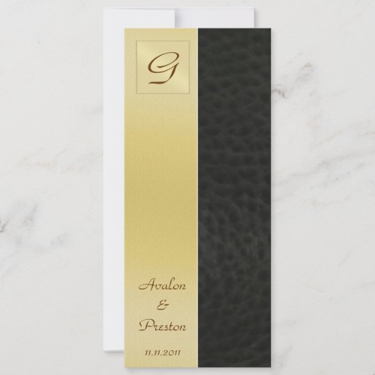 Programme de mariage en cuir noir Monogramme Invit (Devant)