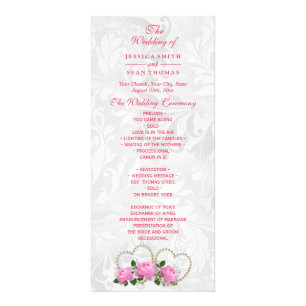 Programme de mariage en damas de coeurs et roses d