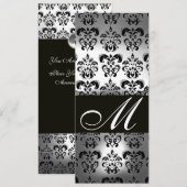 PROGRAMME DE MARIAGE EN DAMAS NOIR ET BLANC MONOGR (Devant / Derrière)