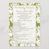Programme de mariage en damas vert olive (Devant)