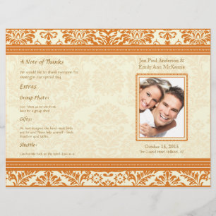 Programme de mariage en damas vintage corail Snapd