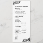Programme de mariage en dentelle noire et blanche (Dos)