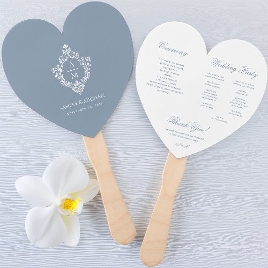 Programme de mariage en éventail Bleu Poussiéreux