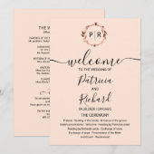 Programme de mariage en feuille d'or rose pêche à  (Devant / Derrière)