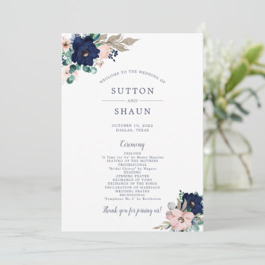 Programme de mariage en fleurs classiques (Debout devant)