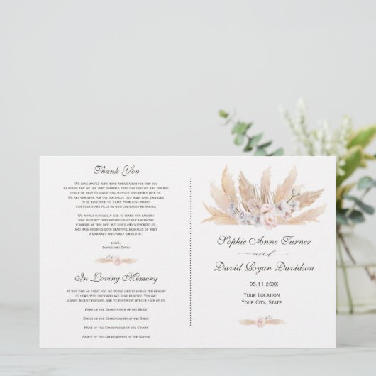 Programme de mariage en herbe de l'orchidée Rose (Debout devant)